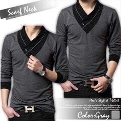 未使用品　大人なカットソー　BLACK＆GRAY　SIZE　ＸＬの画像