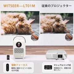 【ほぼ新品】WITSEER ホームプロジェクター 家庭用 小型 1080P HD画質の画像