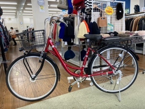 自転車 ギア・自動ライトあり ★赤 26インチ  TJ568