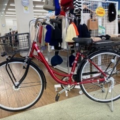 自転車 ギア・自動ライトあり ★赤 26インチ  TJ568