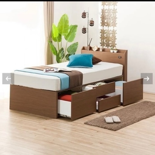 【美品】ニトリ　コンセント付きシングルベッド　収納