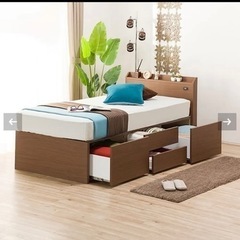 【美品】ニトリ　コンセント付きシングルベッド　収納の画像