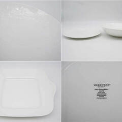 ss4114　ウェッジウッド　ワイルドストロベリー　プレート＆ボウル　5点セット　ホワイト　WEDGWOOD　WILD STRAWBERRY　大皿　丸型　パスタ皿　ペア　白地　洋食器　いちご　盛り皿　20.5cmプレート　22cmボウル　陶磁器の画像