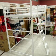 ロフトベッド 全長223cm ホワイト 分解可能 パイプベッド 寝具 システムベッド 家具 ベット 苫小牧西店