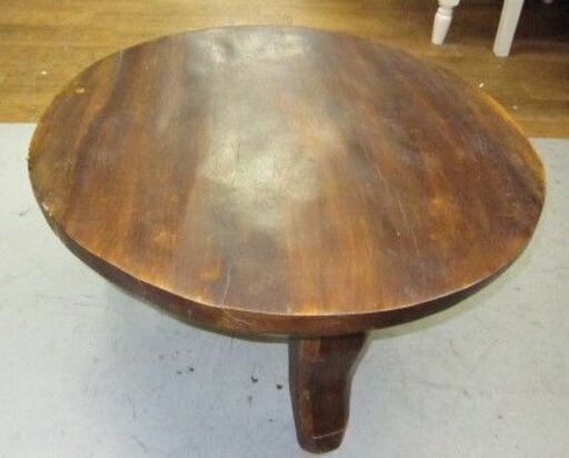 R405 天然木 一枚板 円形ローテーブル、サイドテーブル、USED