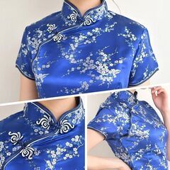 新品 上海故事 チャイナドレス S 紺 Shanghai Story ミニワンピ【配送可能】の画像