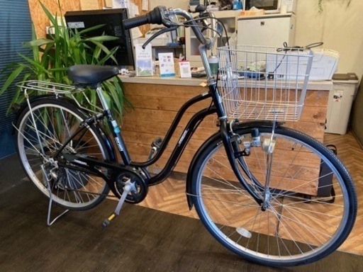 【前輪タイヤ・前輪チューブ新品！】LEDダイナモ　6段変速　26インチ自転車　ブラック