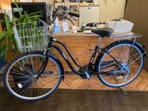【前輪タイヤ・前輪チューブ新品！】LEDダイナモ　6段変速　26インチ自転車　ブラック