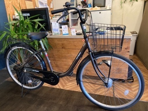 【LEDオートライト】26インチ自転車　ブラウン