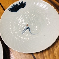 ●ツル柄中皿　25cm　2枚セットの画像