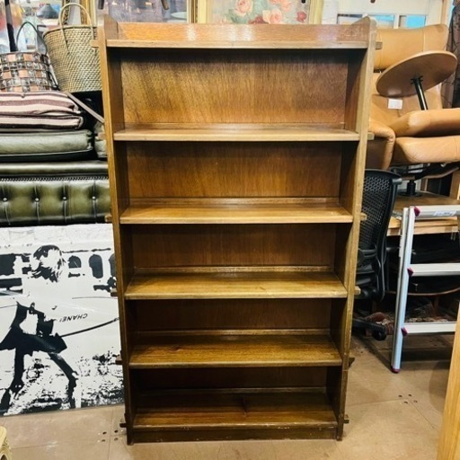 【売約済み】　古書棚　本棚　ビンテージ　時代　家具　日本　楔　くさび　クサビ　検　ヴィンテージ　ラワン　タモ　木製　大型　モダン　ジャパニーズ　シェルフ　ラック　棚