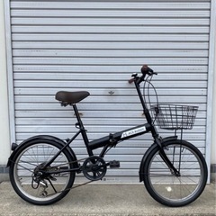 ☆前後タイヤ新古品☆ 20インチ カゴ付折りたたみ自転車　防犯登...