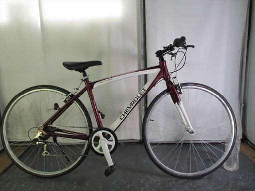 C521★17800円★整備済み スポーツ中古自転車【アルミクロスバイク　シボレー　ワインレッドｘ白　】