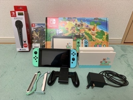 あつ森デザイン　スイッチ本体＋モンハンライズ　カラオケマイクセット