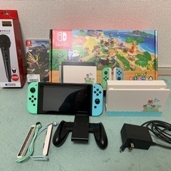 あつ森デザイン　スイッチ本体＋モンハンライズ　カラオケマイクセット