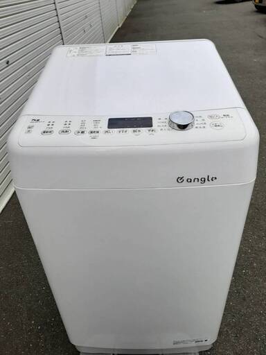美品！e angle/イーアングル レトロ全自動洗濯機 洗濯7.0kg 洗剤自動投入 ANG-WM-B70 ホワイト 2021年製 直接取引大歓迎！大阪府枚方市