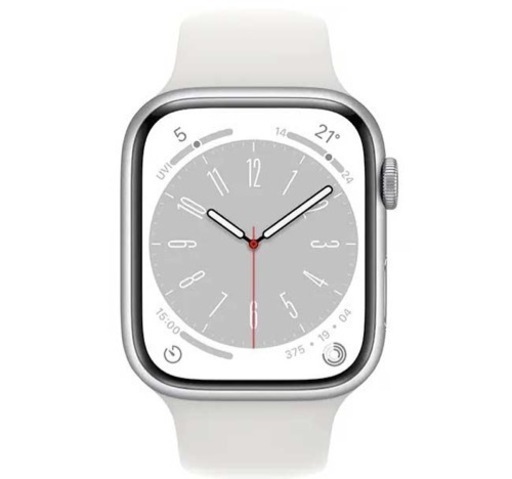 新品アップル Apple Apple Watch Series 8 （GPSモデル）- 45mmシルバーアルミニウムケースとホワイトス