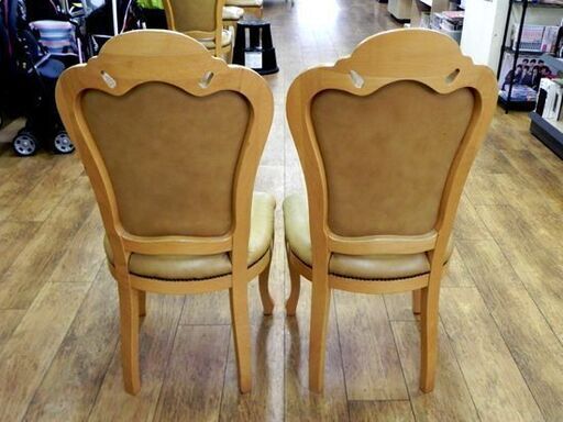 象嵌 ダイニングチェア 2脚セット アンティーク調 ロココ調 スタッズ 食卓 椅子 家具 札幌市 厚別区