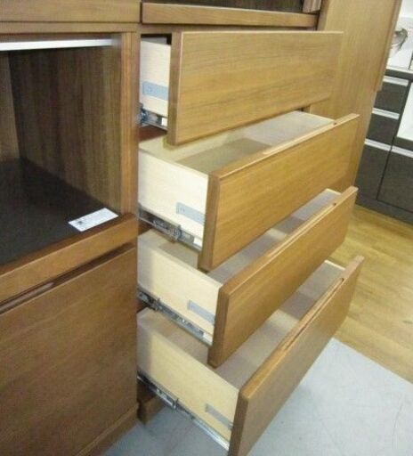 R538 最高級 KARIMOKU キッチンボード、食器棚、2点セット、全幅202cm 美品
