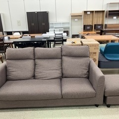 3人掛けソファー（茶）オットマン付き TJ575