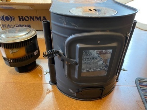 ホンマ製作所　薪ストーブ　APS48DX 延長煙突付中古　バッグ付