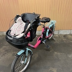 格安出品‼️  20インチ 子供乗せ 電動自転車 Panasonic ギュットミニ  ピンク リアチャイルドシート無料❗️ 3人乗り 自宅引き取り割引き⭕️ の画像