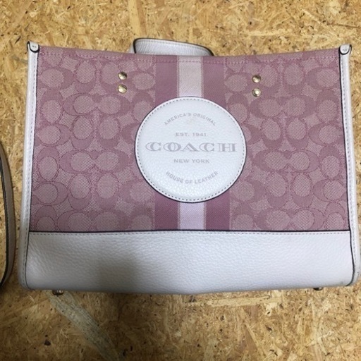 COACH トート ハンドバッグ ショルダーバッグ ジャガード ピンク　中古
