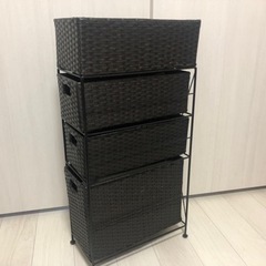 ラタン調　収納ラック3段　ブラウン