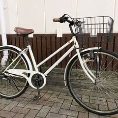 自転車 26インチ 白 6段 中古 ママチャリ シティサイクル