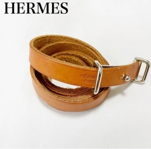 神戸市東灘区でお渡し▶︎HERMES エルメス アピ2 革 チョーカー ブレスレット ブラウン シルバー