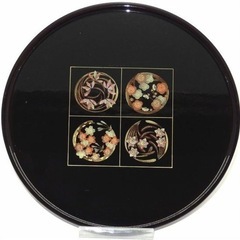 【値下げ500円→無料！】【新品・箱付き】会津塗丸盆 彩花 溜