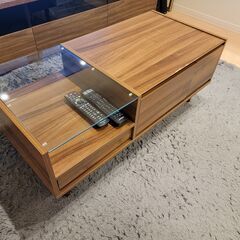 ドレッサーテーブル ディスプレイ収納付き 可動ミラー付き ローテーブル リビングテーブルの画像