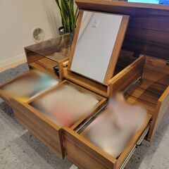 ドレッサーテーブル ディスプレイ収納付き 可動ミラー付き ローテーブル リビングテーブルの画像