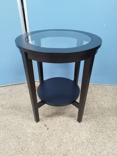サイドテーブル　IKEA　イケア　 マルムスタ 丸テーブル コーヒーテーブル ブラック 黒 ガラス 机 家具 円形 木製