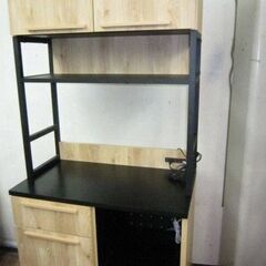 R372  タカシン家具　食器棚、キッチンボード、幅82cm 美品