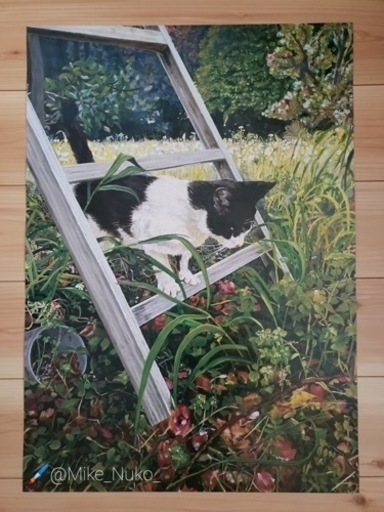 私が描いた猫の油絵のポスター
