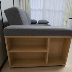 二人掛け 収納付き 引き出し ソファベッドの画像