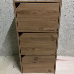 3段 木製 カラーボックス 本棚 扉付 収納棚 幅37cm×奥行...