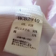 【処分】☆レディース☆事務服フリルブラウス(半袖・ピンクストライプ)☆の画像