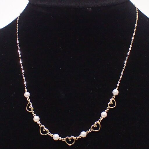 E669 ミキモト K18 3.9g 真珠 パール ネックレス ハート 5連 MIKIMOTO