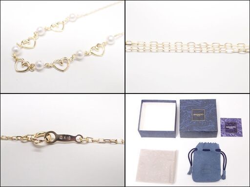 E669 ミキモト K18 3.9g 真珠 パール ネックレス ハート 5連 MIKIMOTO