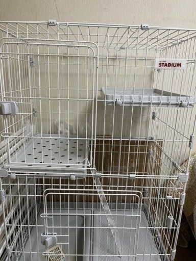【交渉中】トイレ付きキャットケージ 猫ケージ 2段 ゲージ