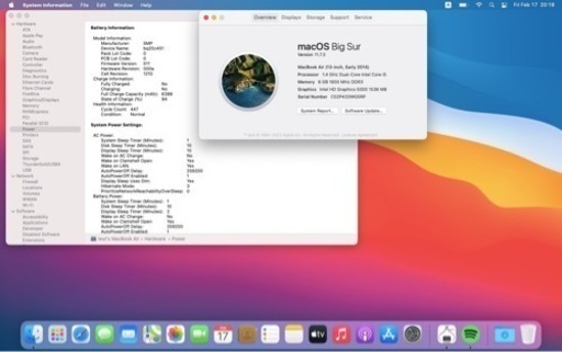 Apple / MacBook Air A1466(13-inch,Early2014) / CPU：core i5-1.4GHz /
