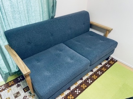 お値下げ価格※大阪市内引き取りのみ☆美品 関家具クラッシュゲート　birdソファ2Ｐ　ジーンズカラー