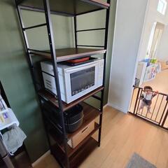 スライド棚付家電ラック 家電ラック レンジ台の画像