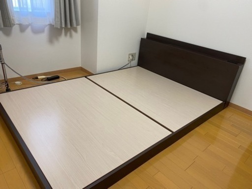 【※値下げ￥15000→￥5000】ダブルベッド　ダークブラウン　マットレス付き