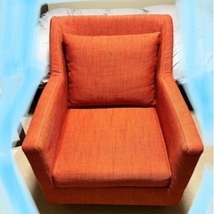 【お取引完了】1人がけソファ　オレンジ（引き取りに来られる方限定）の画像
