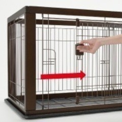 リッチェル　木製スライドペットサークル　ケージ　ワイド　ダークブラウンの画像