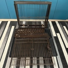 リッチェル　木製スライドペットサークル　ケージ　ワイド　ダークブラウンの画像