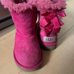 UGG　サイズ　JAPAN15ベイリーボー　ピンクリボンムートンブーツ